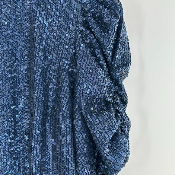 NWT Anthropologie  by Anthropologie Marie Navy Sequin Puff Short Sleeve Size 6 - Picture 4 of 13